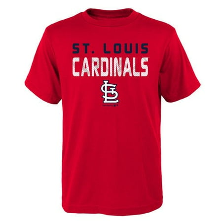 Rawlings St Louis - MLB St Louis CARDINALS TEE Short Sleeve Boys Team Name and LOGO 100% Cotton Team Color 4-18