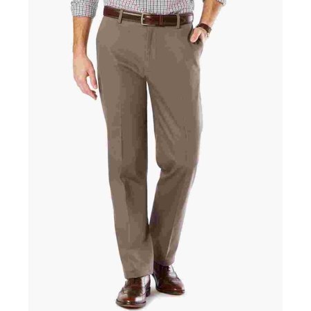 Dockers Men's Big & Tall Signature Classic Fit Flat Front Stretch Pants Brown Size 40X36