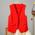 thumbnail image 2 of DondPO Womens Vest Women's Autumn and Winter Vest Small Waistcoat Suit Waistcoat Women's Outerwear Vests Vest Women Trendy Red S, 2 of 6
