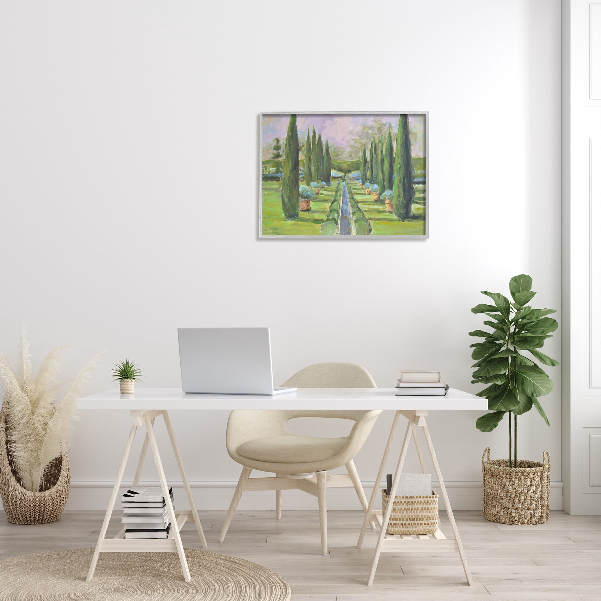 Stupell Industries Elegant Manicured Gardens Landscaped Topiary Greenery Painting Gray Framed Art Print Wall Art, Design by Allayn Stevens