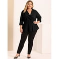 thumbnail image 3 of Blazer De Pliegues Fruncidos Cuello En V Volante TalExtCon Botón PaMujer Negro 4XL, 3 of 6