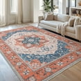 thumbnail image 5 of Reepow 5x7 Washable Vintage Boho Soft Non-Slip Low Pile Area Rug for Living Room Office Dining Room,Tangerine Blue, 5 of 9