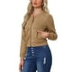 thumbnail image 4 of Chaqueta de mujer INSPIRE CHIC de ante sintético, abrigo corto con cuello alzado, cierre de cremallera, chaquetas de moto bomber XS color caqui, 4 of 6