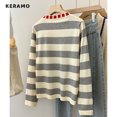 thumbnail image 4 of Suéter holgado de manga larga con cuello redondo para mujer, estilo vintage, informal, a rayas, otoño e invierno, 2023, 4 of 5