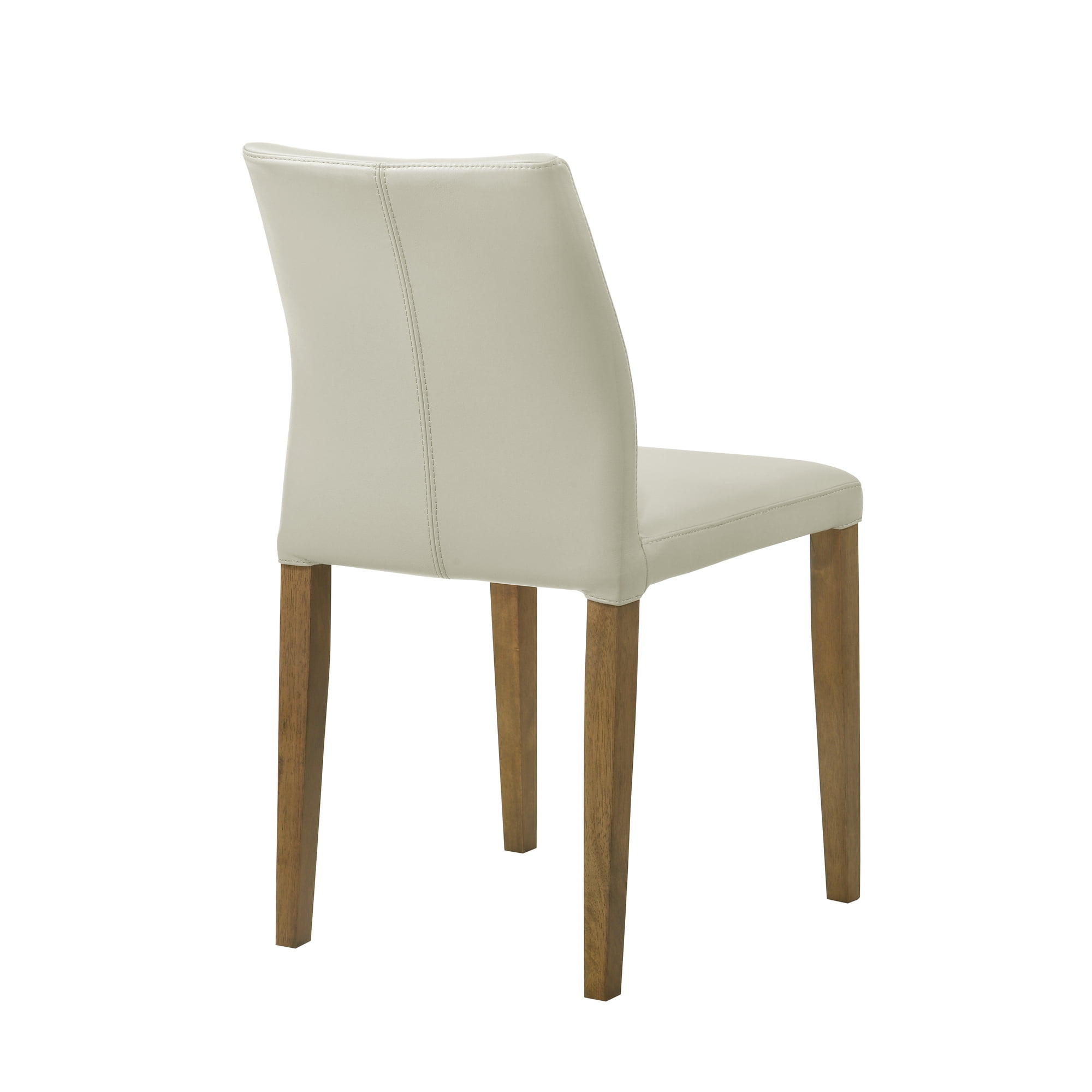 Elyza Full Back Top Grain Leather Upholstered Wood Dining Chairs in Grey - Set of 2