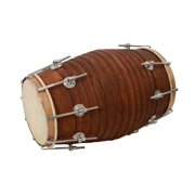 Naad Wooden Dholak Indian Folk Musical Instrument Drum Nuts N Bolt WithCover 2023 Natural