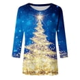 thumbnail image 4 of Womens Christmas Tops Shirts 3/4 Sleeve Christmas Tree Printed Crewneck Casual Santa Xmas Tees Blouses, 4 of 4