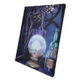 thumbnail image 2 of Wicca Witches Apprentice Black Cat By Gazing Ball Wood Framed Canvas Wall Decor, 2 of 5