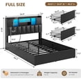 thumbnail image 2 of Full Size Upholstered LED Bed Frame with 6 Storage Drawers, 3-Tier Headboard, Charging Station & 2 Cabinets, No Box Spring Needed, Black, 2 of 9