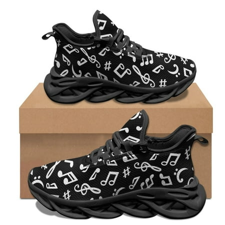 

Brand Designer Lace-Up Casual Shoes Fashion Note Printing Women Mesh Outdoor Walking Shoes Student Breathable Non-slip Sneakers