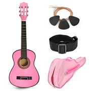 30" Wood Classical Guitar with Case and Accessories, Right-handed, Pink