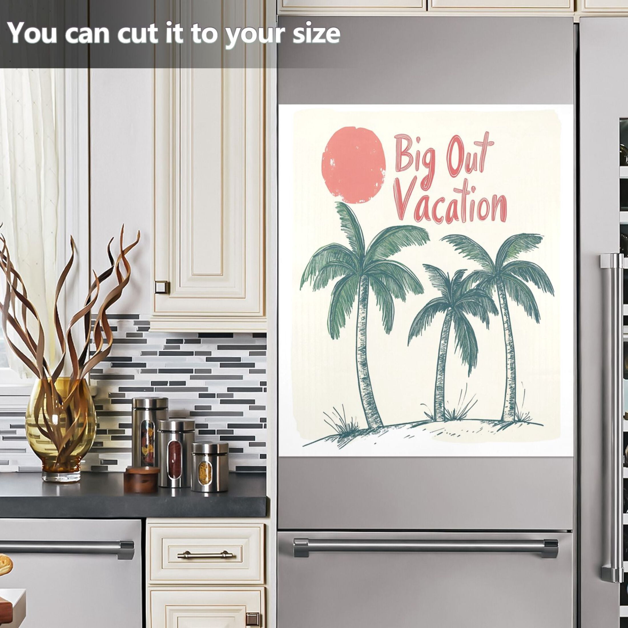 Dishwasher Magnetic Sticker 23x26 Inch Refrigerator Magnetic Sticker Washing Machine Magnetic Sticker Kitchen Panel Magnetic Sticker Home Decor Three Green Coconut Trees