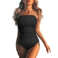 thumbnail image 2 of One Piece Swimsuit Women Tummy Control Ruched Strapless Bandeau Bathing Suits Swimwear, 2 of 6
