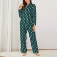 thumbnail image 2 of Honeii Green Vintage Peacock print Women's Pajama Sets Long Sleeve Button Down Sleepwear Nightwear Soft Pjs Lounge Sets-X-Large, 2 of 7