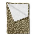 thumbnail image 2 of Leaves Soft Flannel Fleece Throw Blanket, Old Fashioned Style Abstract Leafy Branches with Dots Retro Antique Style, Cozy Plush for Indoor and Outdoor Use, 50" x 60", Khaki Pale Brown, by Ambesonne, 2 of 5