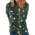 thumbnail image 1 of LUXUR Ladies Sweatshirt Stars Print Pullover Drawstring Hoodies Loose Fit Hooded Tops Long Sleeve Army Green M, 1 of 9