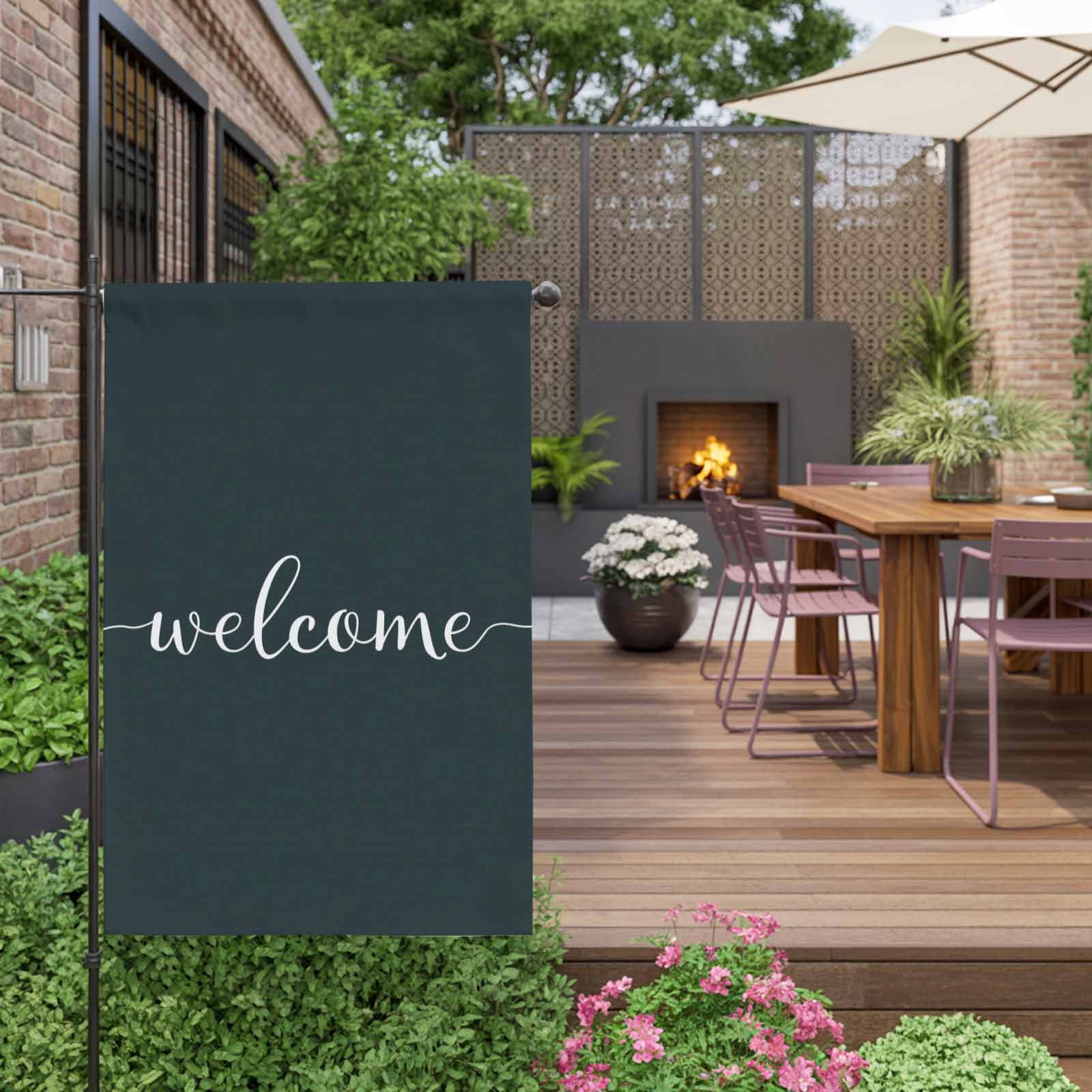 Vintage Theme House Flag 28 x 40 Inches, Welcome Simple Letter Print Weather Proof Outdoor Patio Flags Double Sided Small House Decoration for Yard Lawn Outside Home