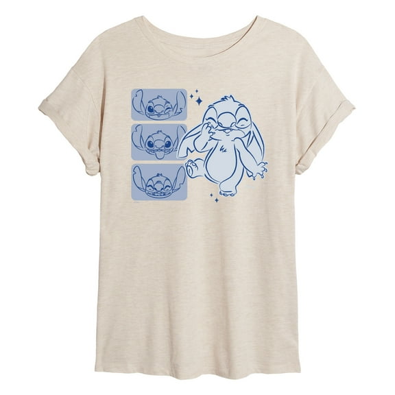Disney - Lilo & Stitch - Sketched Faces of Stitch - Women's Oversized T-Shirt
