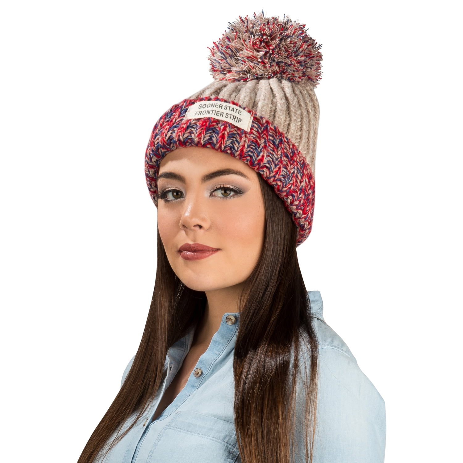 Women's Echo PomPom Warm Knitted Casual Beanie and Soft Plush Infinity Scarf Bundle