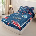 thumbnail image 2 of Manfei Cartoon Ambulance Zipper Full Size Comforter Sets with Fitted Sheet and 2 Pillowcases,Police Car Pattern Zipper Bedding Set,Blue,Navy Blue Reversible,4pcs, 2 of 8