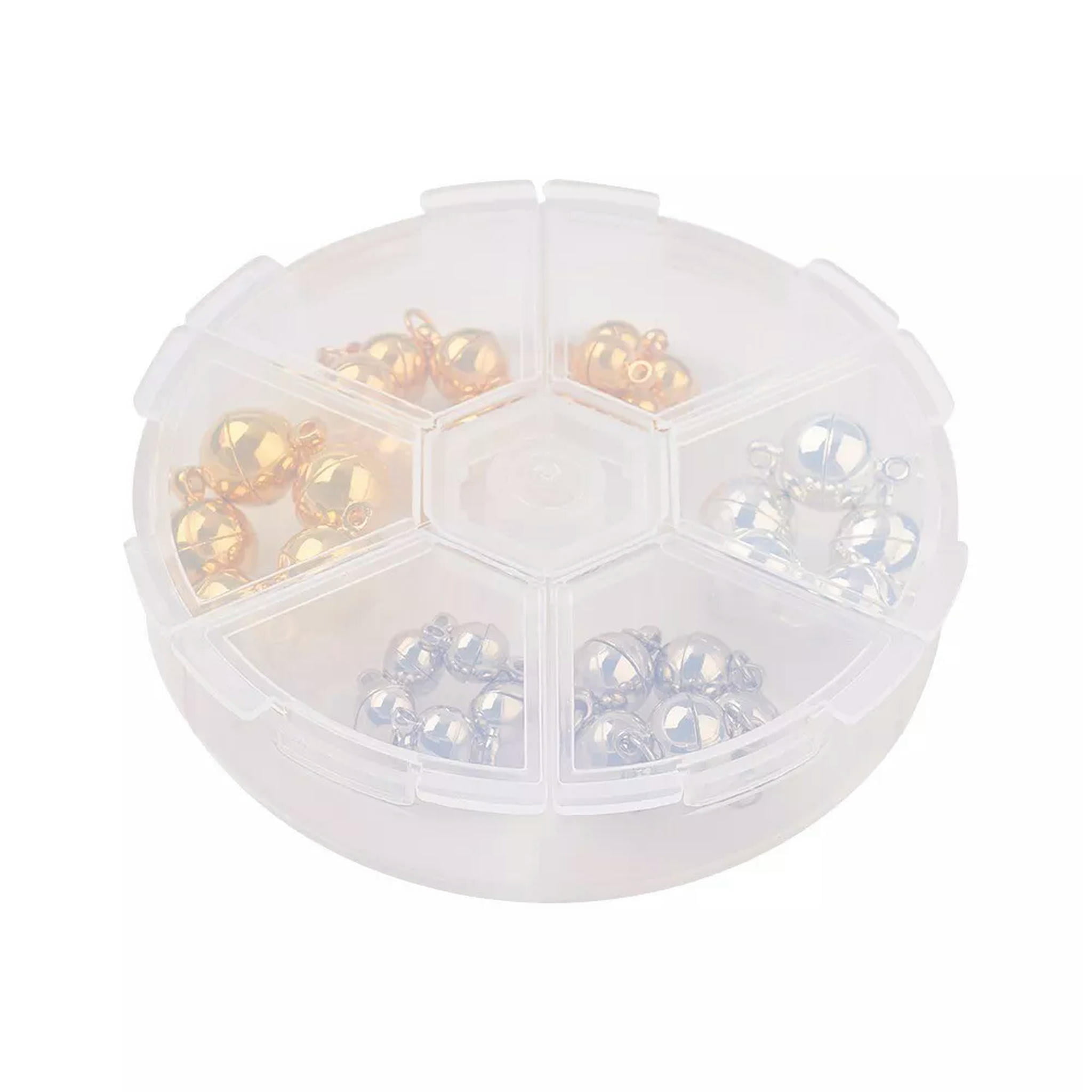 U8MO 30 Sets/Box Brass Ball Magnetic Clasps Smooth Closure Findings Platinum & Gold