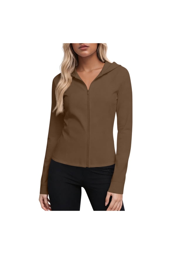 Plus Size Women's Long Sleeve Zippered Hooded Jacket Sun Protection S-5XL