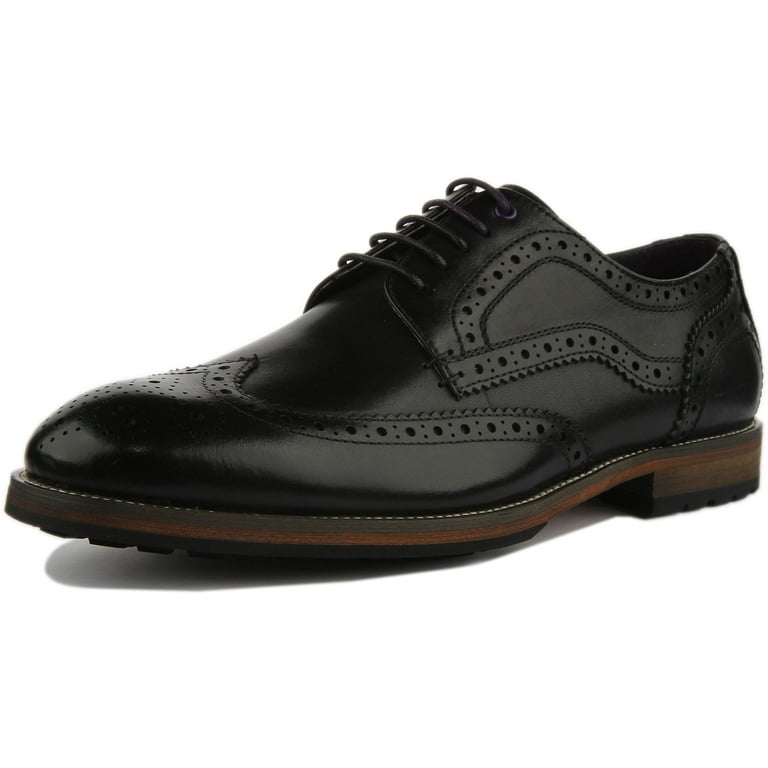 JUSTINREESS Rudolph Men's Leather Lace Up Brogue Shoes In Black