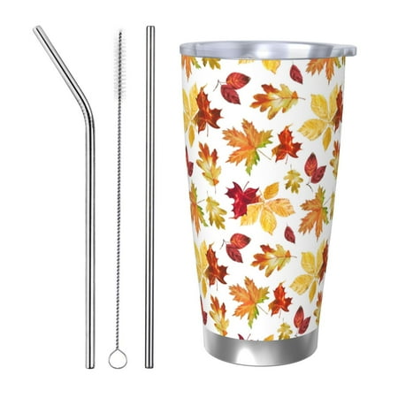 

Logiee Autumn Leaves 1 Print 20OZ Car Cup with Lid Stainless Steel Vacuum Insulated Double Wall Travel Tumbler Durable Insulated Coffee Mug Thermal Cup with Straw-Straw Three-piece Set