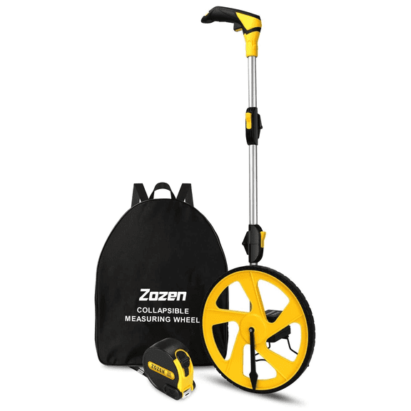Zozen Measuring Wheel in Feet and Inches, Mechanical | Double Collapsible | One Key to Reset | Kickstand to Keep Stand | Starting Point Arrow and Cloth Carrying Bag, 0-9,999.11 Ft Measure Wheel.