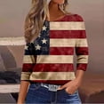 thumbnail image 5 of Conairie Women Patriotic T Shirts 3/4 Sleeve Crew Neck Loose 4th of July Shirt With American Falg Print Summer Trendy Casual Tops Red XXL, 5 of 7