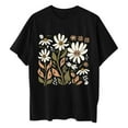 thumbnail image 5 of Sakmal T Shirts For Women Graphic Floral Short Sleeve Oversized Crew Neck Tops Casual Black T-Shirts Womens Workout Tops, 5 of 5