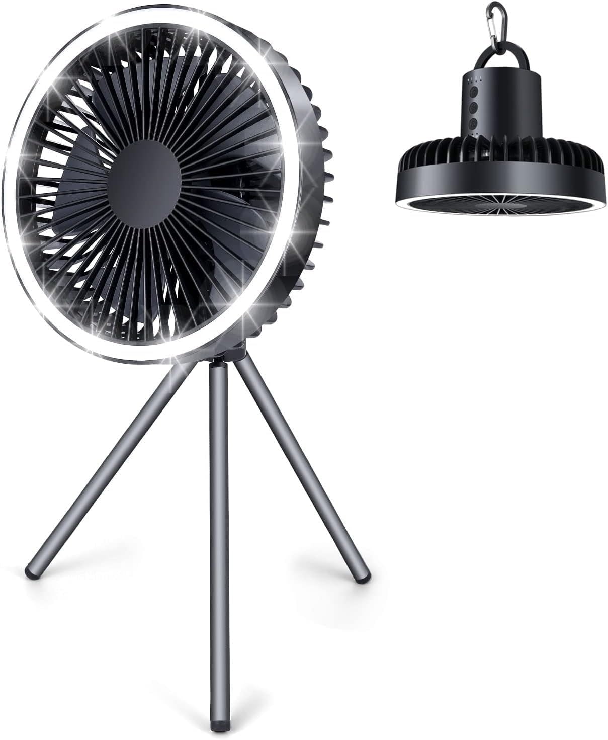 Babyltrl 3 in 1 Portable Desk Fan with LED Lantern,30H Working Time,10000mAh USB Rechargeable Hanging Tent Personal Small Fan for Camping Outdoor Indoor