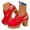 Red, variant on Women's Closed Toe Chunky Heel Sandals Slip on Platform Slingback Pumps Buckles Dressy Summer Casual Hollow out Wedge Slide Sandal Beige Size 7