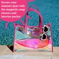 thumbnail image 3 of Paris Hilton Hot Pink Iridescent Tote Bag with Magnetic Snap & Interior Pocket, 15 x 10 x 5 inches, 3 of 9