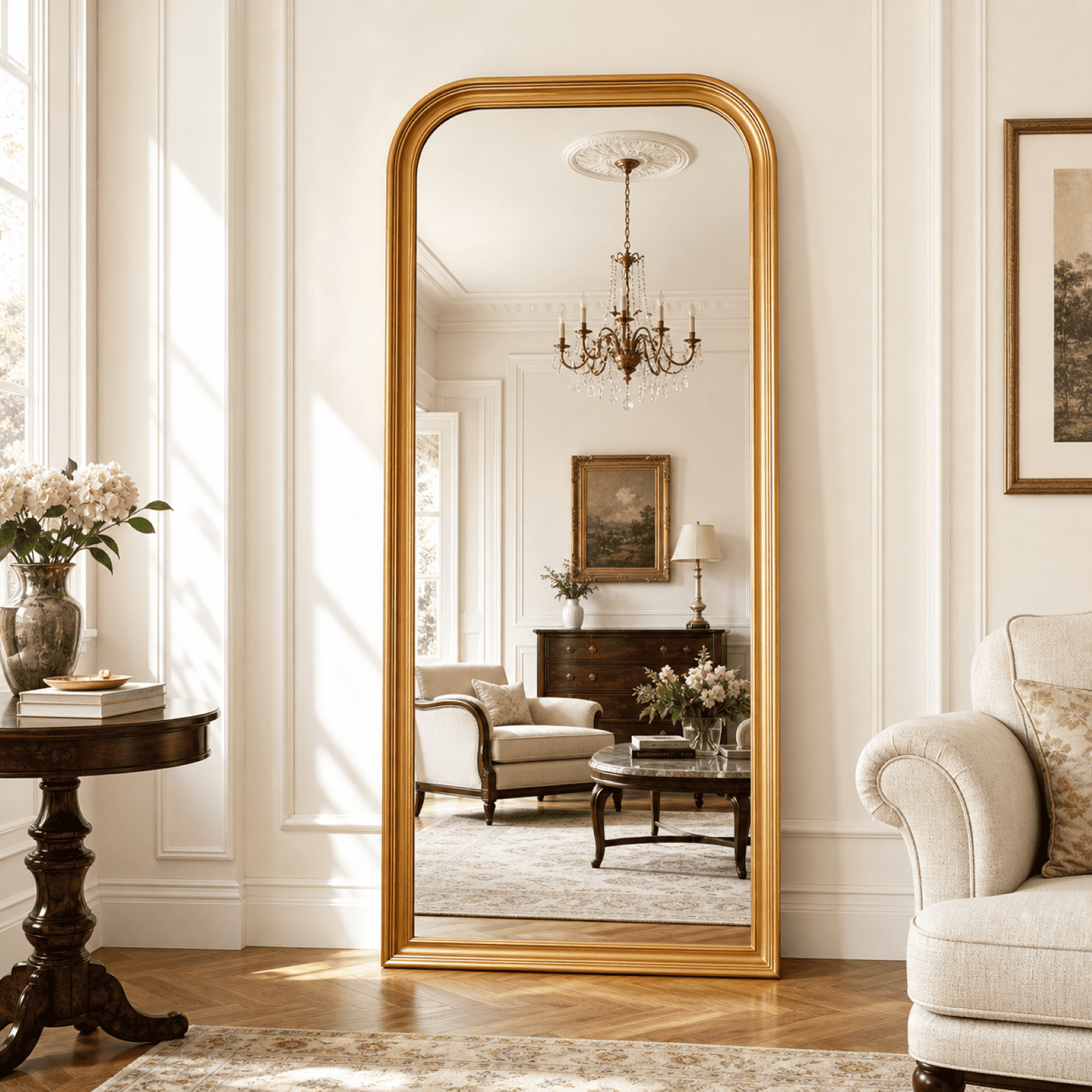 VORENTA 69"x28.5" Arched Full Length Mirror Vintage Floor Mirror, Antique Gold
