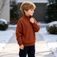 thumbnail image 5 of Trikvn Boys Quarter Zip Pullover Waffle Knit Mock Neck Sweater Raglan Long Sleeve Textured Top with Ribbed Hem Loose Warm for Fall Winter Casual 3-14Y, 5 of 9