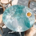 thumbnail image 3 of Teal Marble Round Fitted Table Cover Golden Lines Modern Abstract Teal Ombre Waterproof Table Cloth with Elastic Edge Wipeable Tablecloth for Picnic Camping Party Fits 55"-60" Diameter, 3 of 8