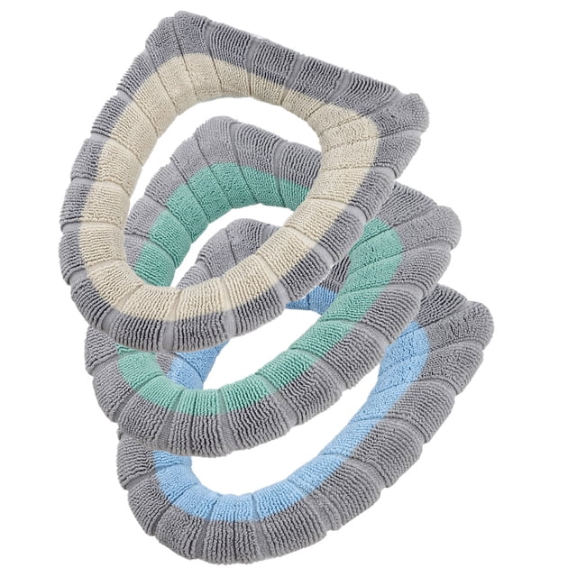 FloreceBien - Funda para asiento de inodoro de tela suave, más gruesa, elástica, lavable, 3 unidades