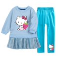 thumbnail image 3 of Hello Kitty niños niñas dibujos animados Otoño e Invierno manga larga falda plisada de terciopelo dorado vestido + conjunto de pantalones cálidos casuales, 3 of 5