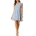 thumbnail image 2 of Allegra K Women's Floral Printed V Neck Sleeveless Casual A-Line Dress, 2 of 6