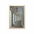 thumbnail image 1 of Medieval Wall Art with Frame, Middle Ages Buildings Corridor Arches and Lanterns Architectural Classical Art, Printed Fabric Poster for Bathroom Living Room, 23" x 35", White, by Ambesonne, 1 of 2