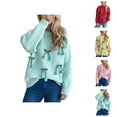 thumbnail image 1 of Chandails pour Femmes 2025 Hiver Chandail à Col Rond Chandail 3D Cerise Graphique Décontracté Confortable Hauts, 1 of 6