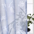 thumbnail image 5 of Haperlare Sheer Curtains 95 inch Long Floral Leaves Embroidered Farmhouse Light Filtering Window Drapes for Bedroom, 2 Panels, Dusty Blue, 5 of 6