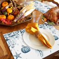 thumbnail image 3 of Fall Placemat Blue Pumpkin Thanksgiving Placemats for Dining Table Medusa Starfish Autumn Leaves Washable Table Mats for Party Kitchen Dining Decoration Set of 6, 3 of 7