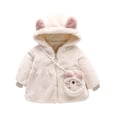 thumbnail image 3 of THDHVS Girls Winter Coat,Winter Coats for Girls,Winter Girls Coat Style Kid's Clothing Solid Color Fleece Sweater Coat with Bag White 5-6 Years, 3 of 8