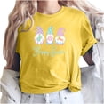 thumbnail image 1 of Blusa informal de manga corta con cuello redondo y estampado de Pascua para mujer Pompotops  hfajkhk127932, 1 of 5