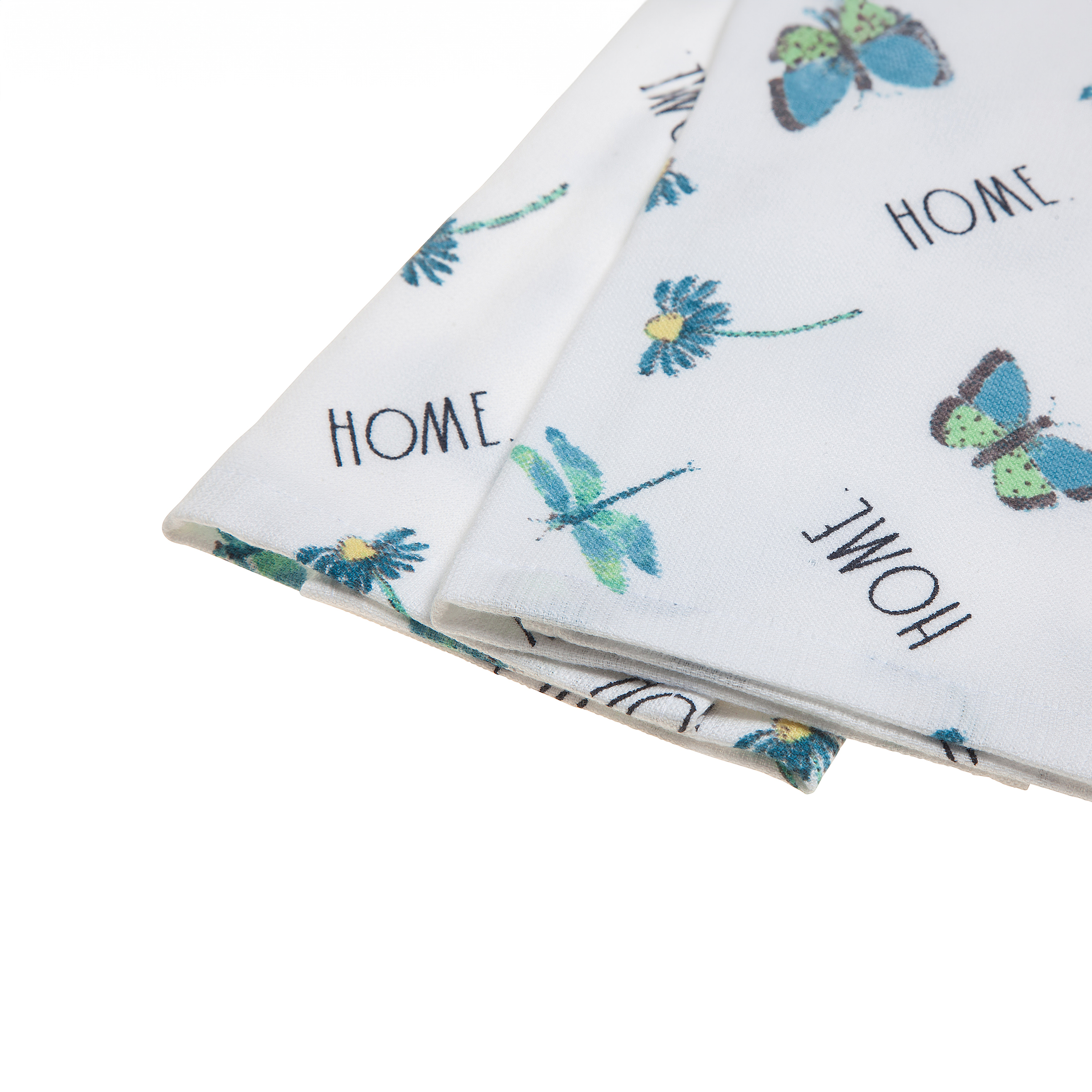 (2 pack) Rae Dunn Butterfly Kitchen Towels, 3 Pack, 16 x 26, Navy Blue & White