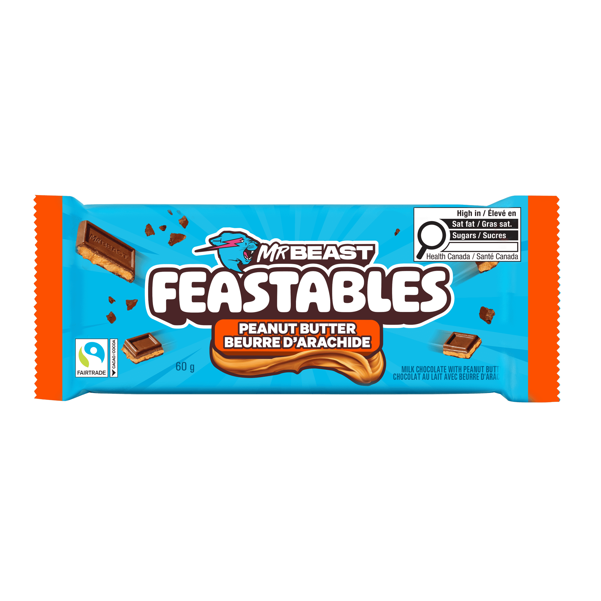 Feastables MrBeast Peanut Butter Milk Chocolate Bar, 60g - Walmart.ca