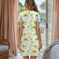 thumbnail image 3 of Yuyamidu Summer Lemon Button Down Nightgowns for Women Short Sleeve Sleepshirt Crew Neck Soft Pajama Dress, 3 of 7
