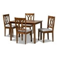 thumbnail image 2 of Baxton Studio Sefa Modern and Contemporary Grey Fabric Upholstered and Walnut Brown Finished Wood 5-Piece Dining Set, 2 of 7